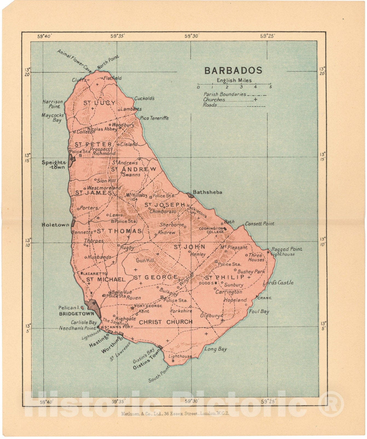 Historic Map : Pocket Guide to the West Indies, Barbados 1939 , Vintage Wall Art