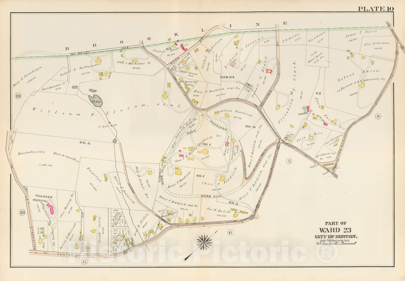 Historic Map : West Roxbury, & Roslindale, 1905 Plate 010 , Vintage Wall Art
