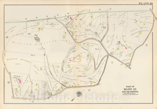 Historic Map : West Roxbury, & Roslindale, 1905 Plate 010 , Vintage Wall Art