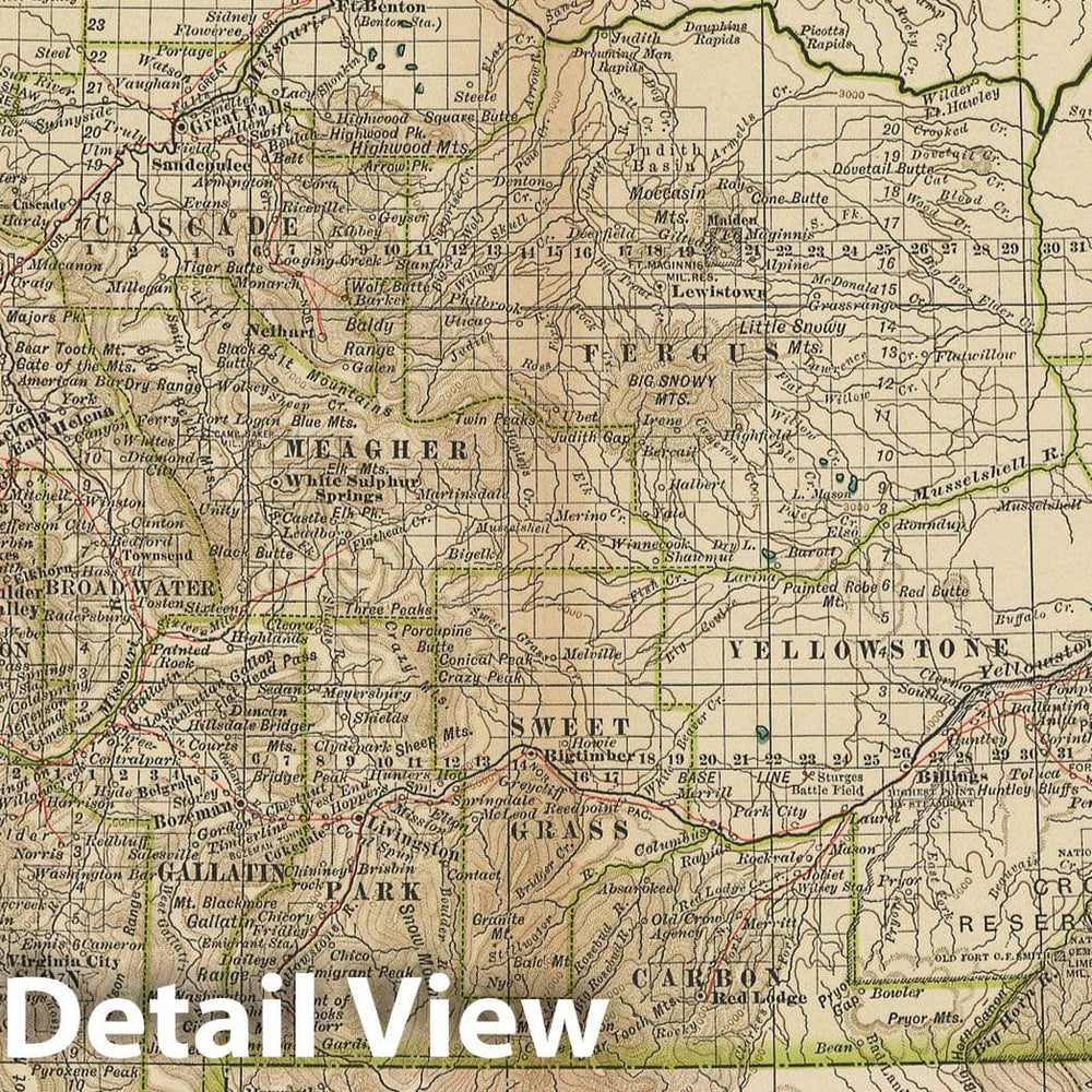 Historic Map : Montana 1897 , The Century Atlas World , Vintage Wall Art