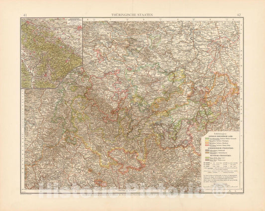Historic Map : Germany 1899 , Andrees Allgemeiner Handatlas , Vintage Wall Art