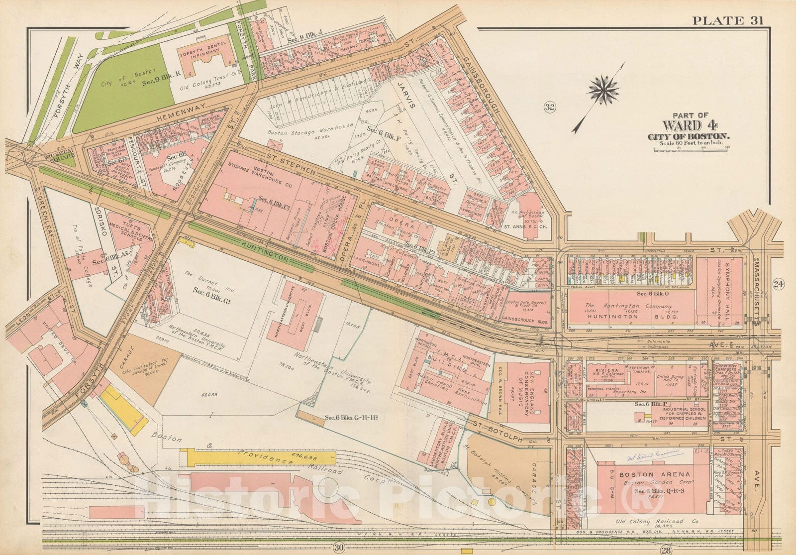 Historic Map : Atlas City of Boston, Boston 1938 Plate 031 , Vintage Wall Art