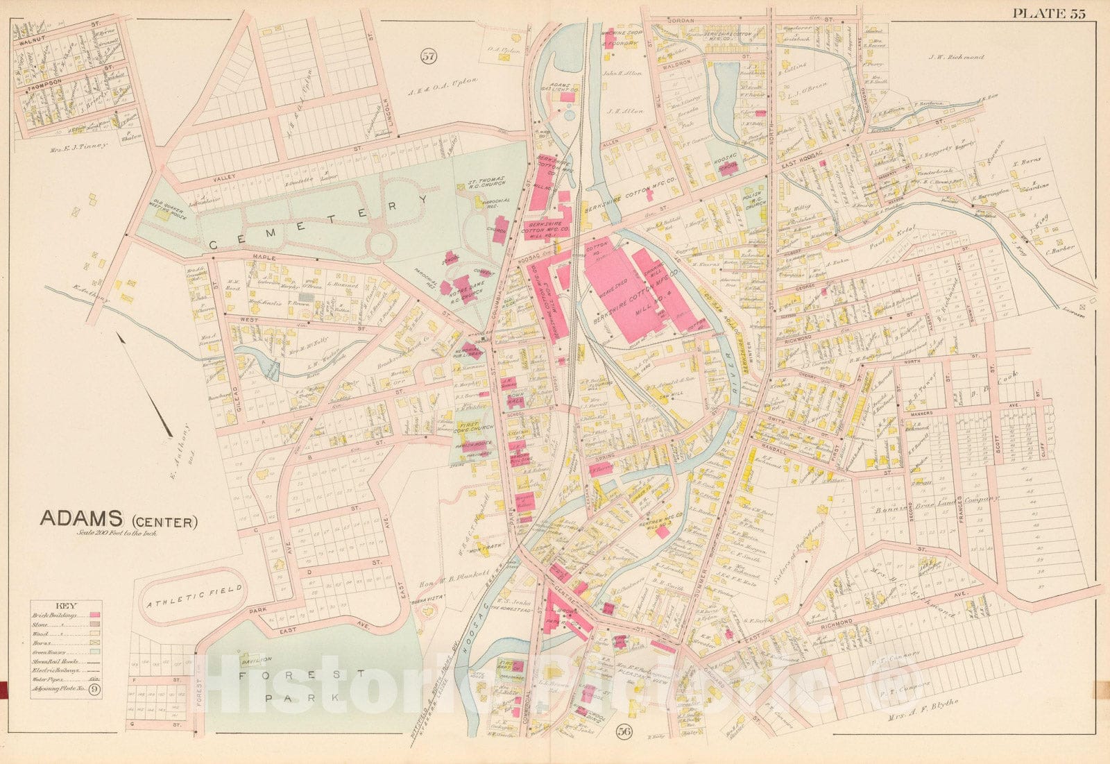 Historic Map : Atlas of Berkshire County Massachusetts, Adams 1904 Plate 055 , Vintage Wall Art