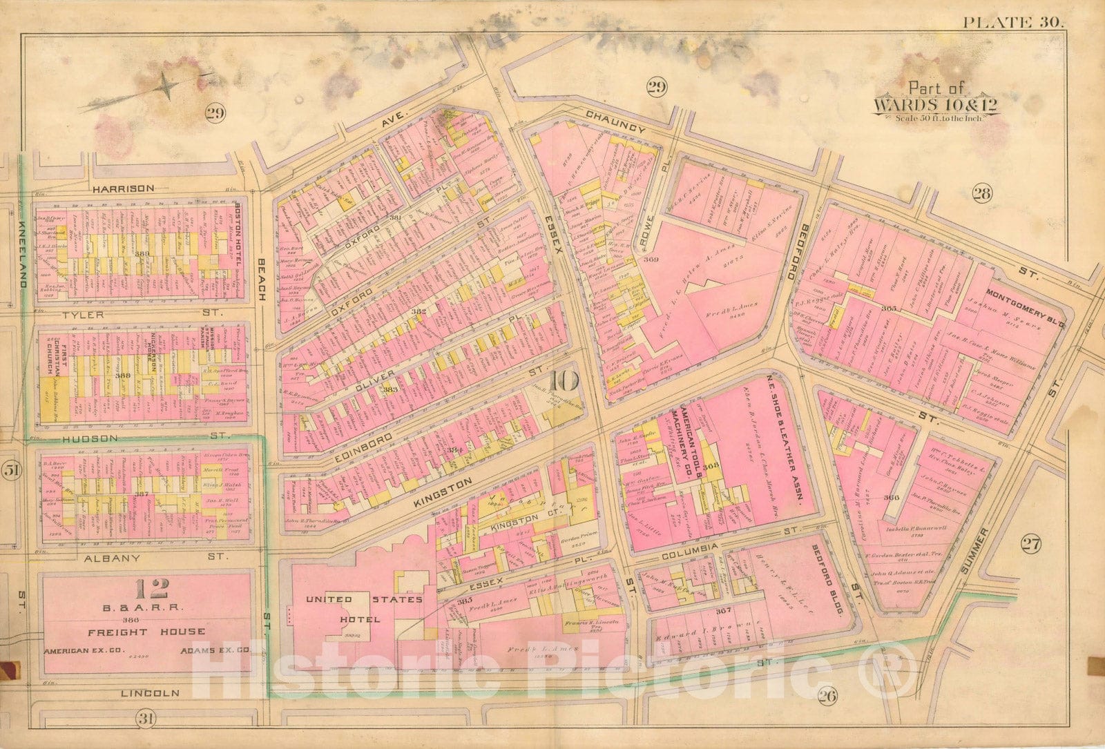 Historic Map : Atlas City of Boston, City Proper, Vol. I, Boston 1888 Plate 030 , Vintage Wall Art
