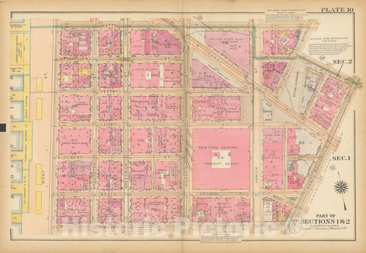 Historic Map : Atlas City of New York, Borough of Manhattan, Vol 1, Batery to 14th St 1922 - 1935 Plate 010 , Vintage Wall Art