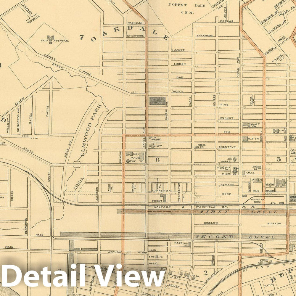 Historic Map : Atlas of Massachusetts, Holyoke 1904 , Vintage Wall Art