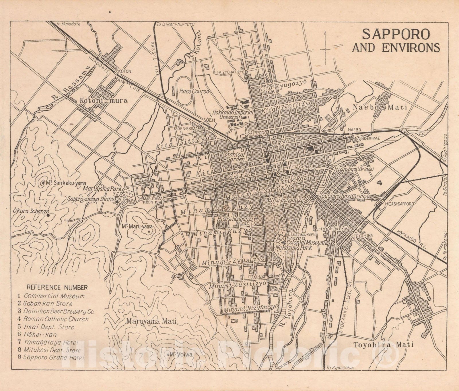 Historic Map : Sapporo 1941 , Vintage Wall Art