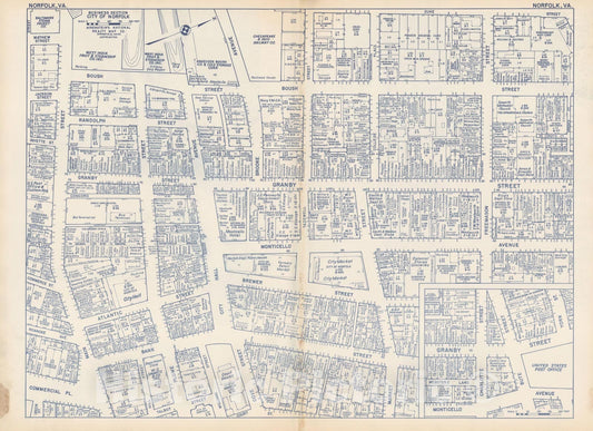 Historic Map : States of PA, VA & WV, Norfolk 1950 , Nirenstein's Real Estate Atlas , Vintage Wall Art