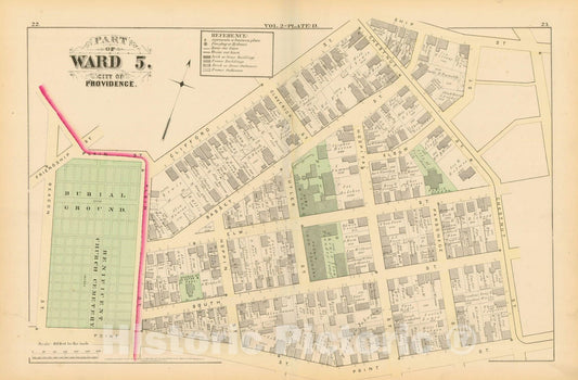 Historic Map : City Atlas of Providence Rhode Island by Wards, Volume II, Providence 1875 Plate D , Vintage Wall Art