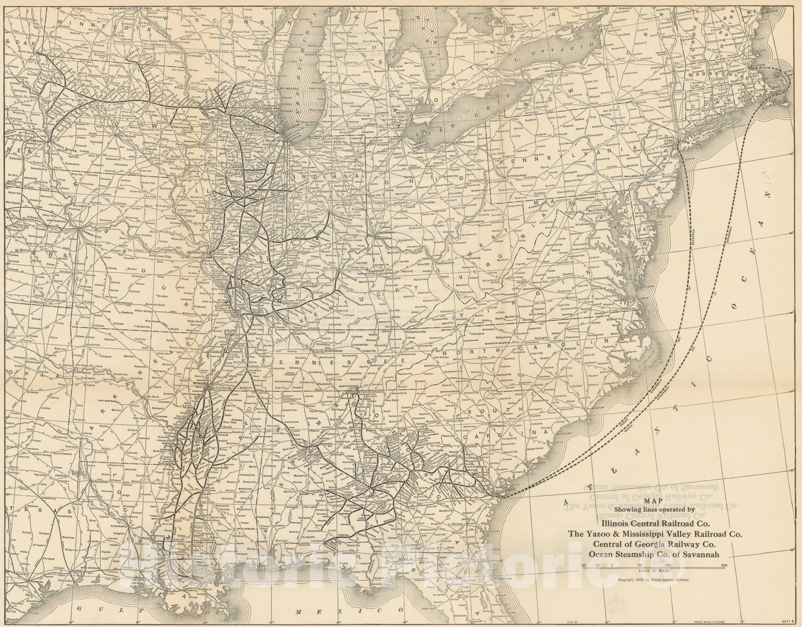 Historic Map : Atlas of Railway Traffic Maps, Illinois Central Railroad and Other Eastern Lines 1922 , Vintage Wall Art