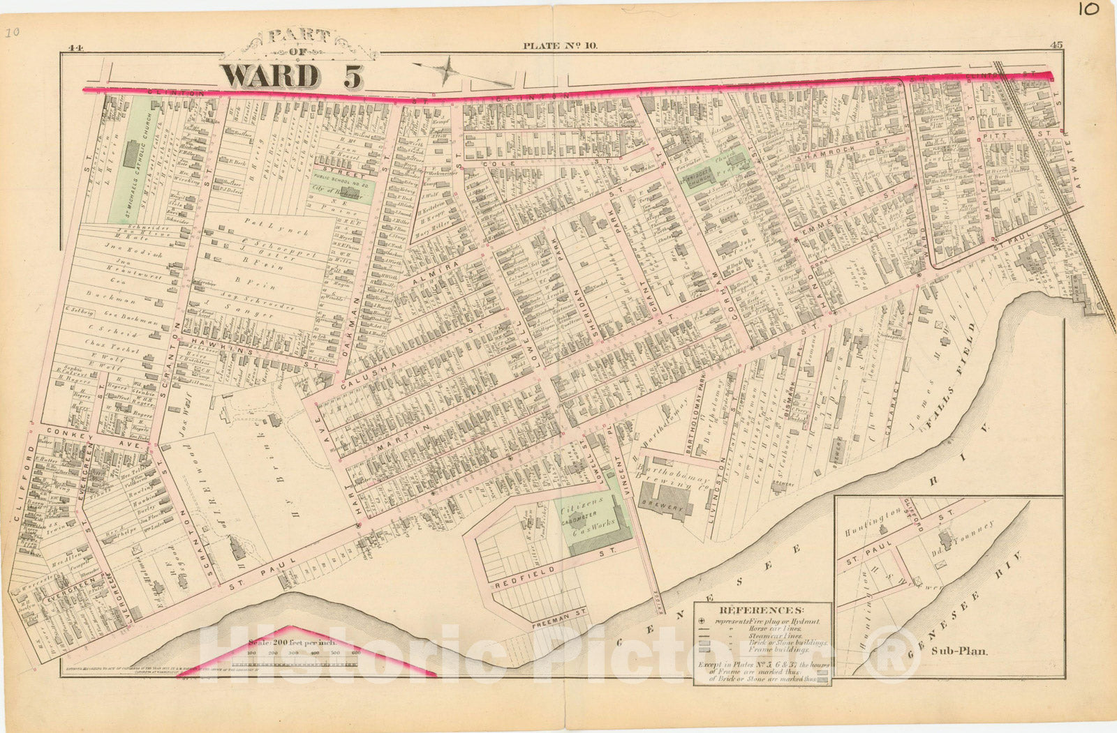 Historic Map : Atlas of Rochester, NY, Rochester 1875 Plate 010 , Vintage Wall Art