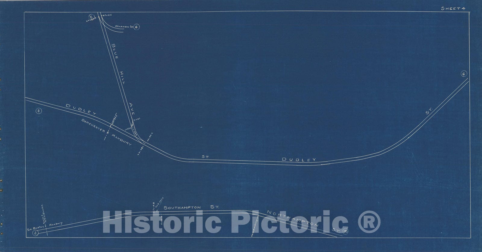 Historic Map : Boston Elevated Railway Track Plans, Roxbury 1936 Plate 004 , Vintage Wall Art