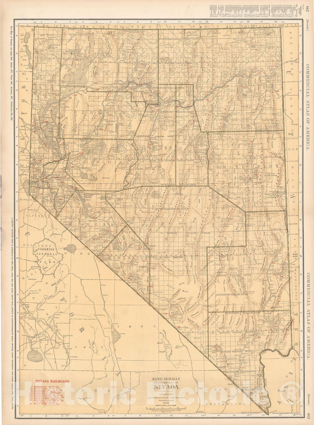 Historic Map : Nevada 1925 , Vintage Wall Art