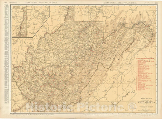 Historic Map : West Virginia 1925 , Vintage Wall Art