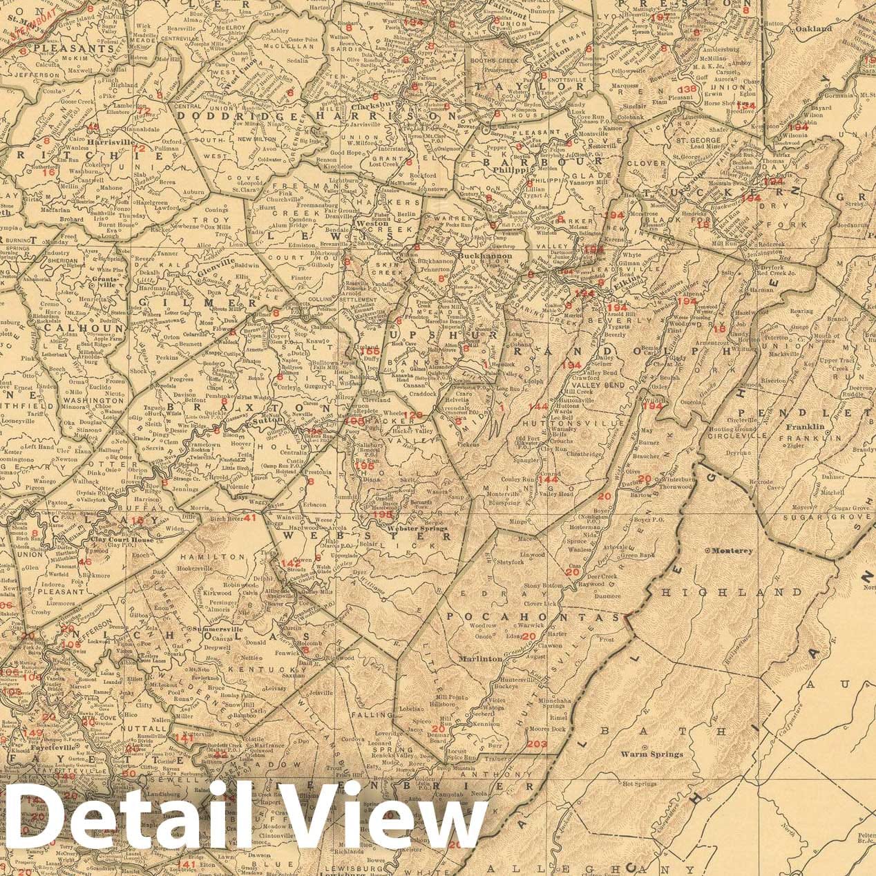 Historic Map : West Virginia 1925 , Vintage Wall Art