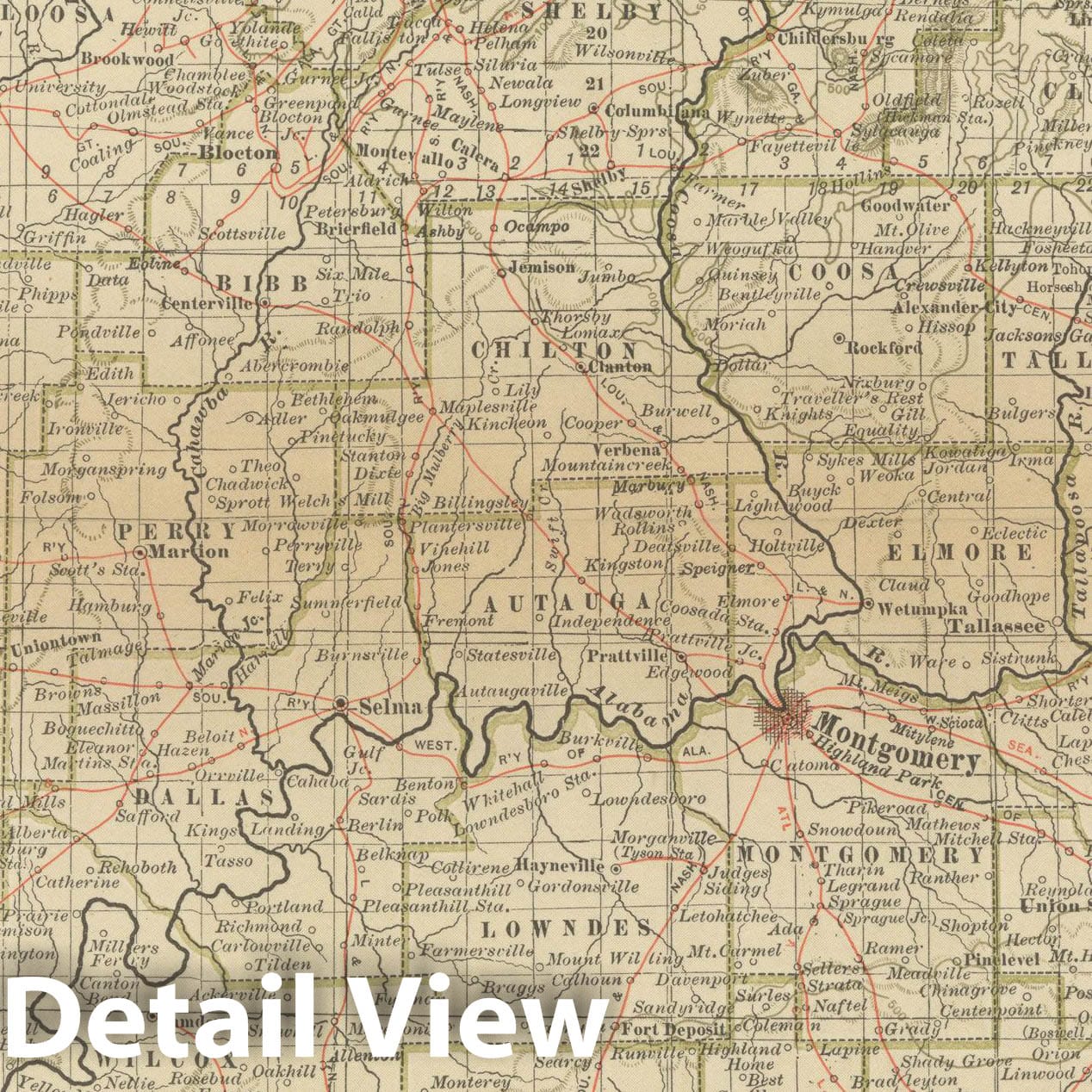 Historic Map : Alabama 1914 , Century Atlas of the World, Vintage Wall Art