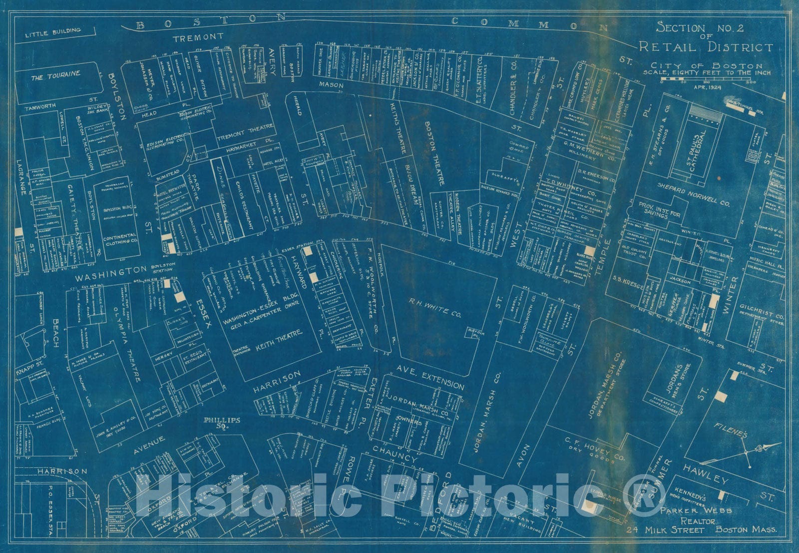 Historic Map : Boston 1924 , Vintage Wall Art