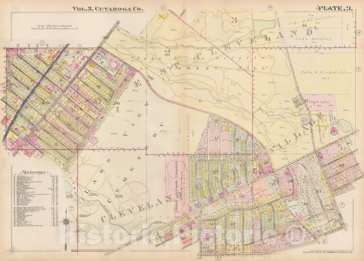 Historic Map : Plat Book of The City of Cleveland, Vol. Three, Cleveland 1920 Plate 003 , Vintage Wall Art