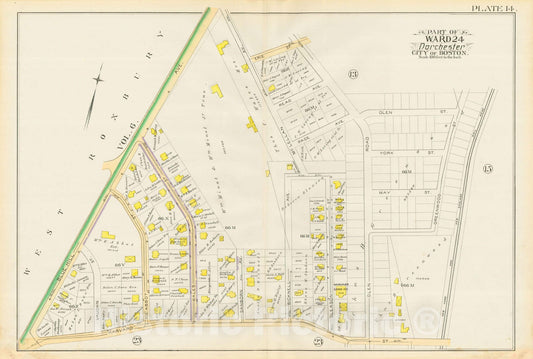 Historic Map : Atlas City of Boston, Vol. 5, Dorchester, Dorchester 1889 Plate 014 , Vintage Wall Art