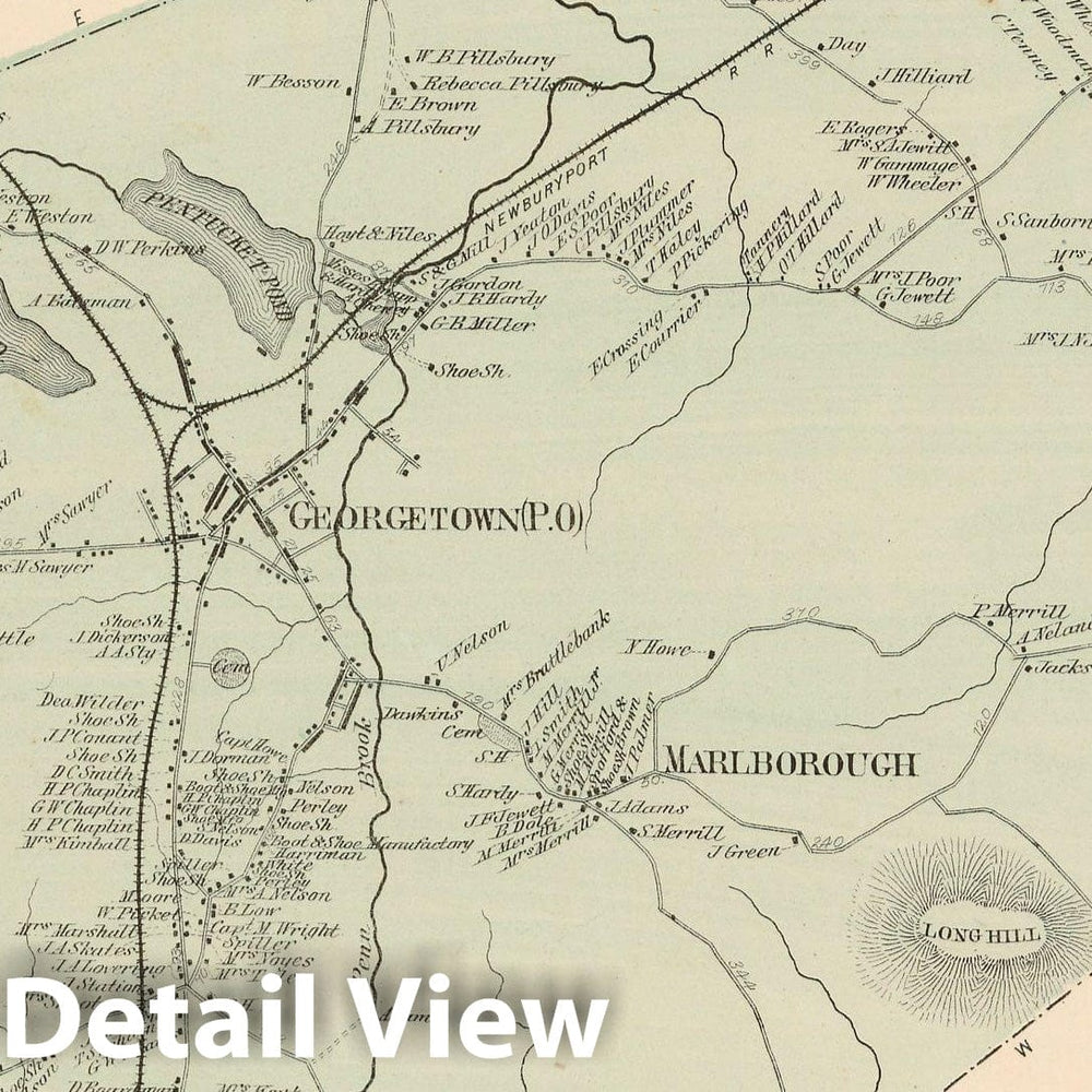 Historic Map : Atlas of Essex County Massachusetts, Georgetown 1872 , Vintage Wall Art
