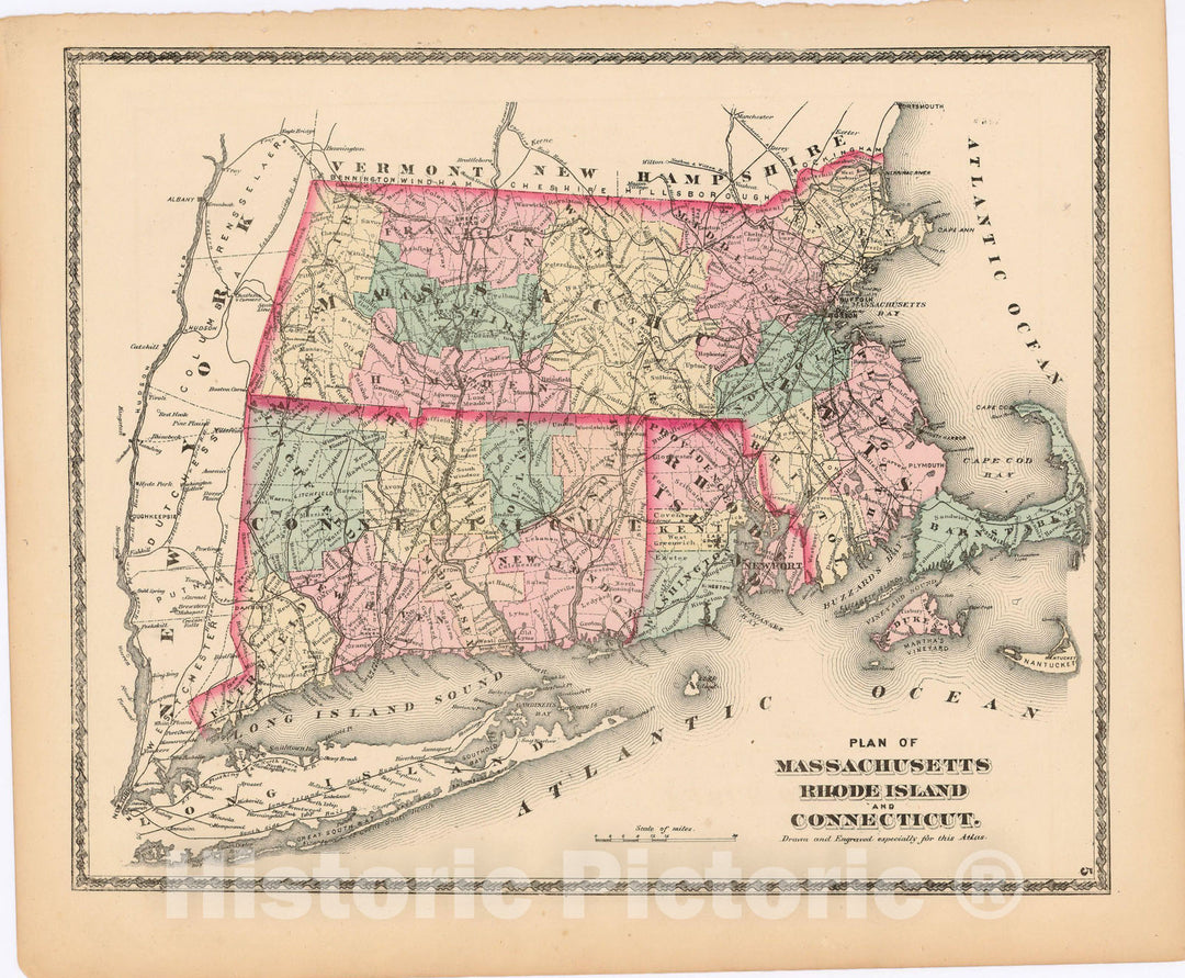 Historic Map : Atlas of Essex County Massachusetts, Massachusetts 1872 , Vintage Wall Art