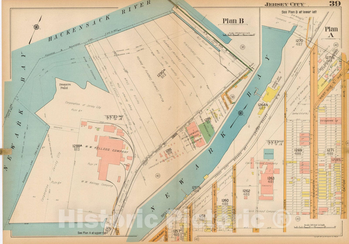 Historic Map : Plat Book of Jersey City, 1928 Plate 039 , Vintage Wall Art