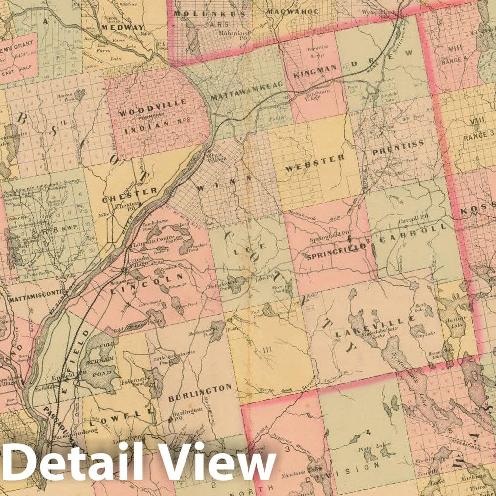 Historic Map : Atlas State of Maine, Timber Lands Number 3 1894-95 , Vintage Wall Art