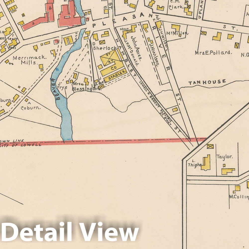 Historic Map : Atlas of Middlesex County, Massachusetts, Dracut 1889 , Vintage Wall Art