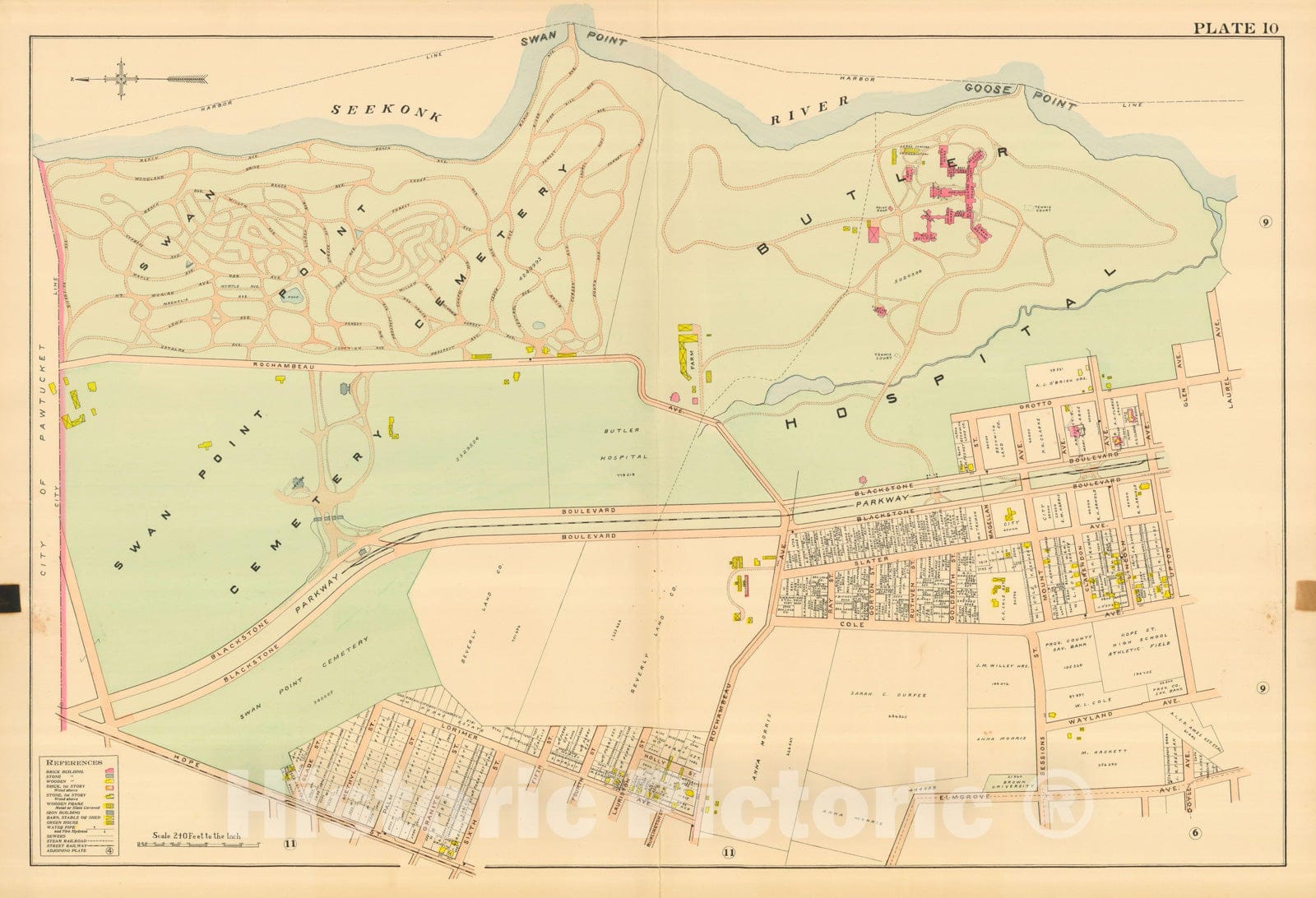 Historic Map : Atlas City of Providence Rhode Island, Providence 1908 Plate 010 , Vintage Wall Art
