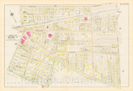Historic Map : Atlas City of Somerville, Somerville 1895 Plate 018 , Vintage Wall Art