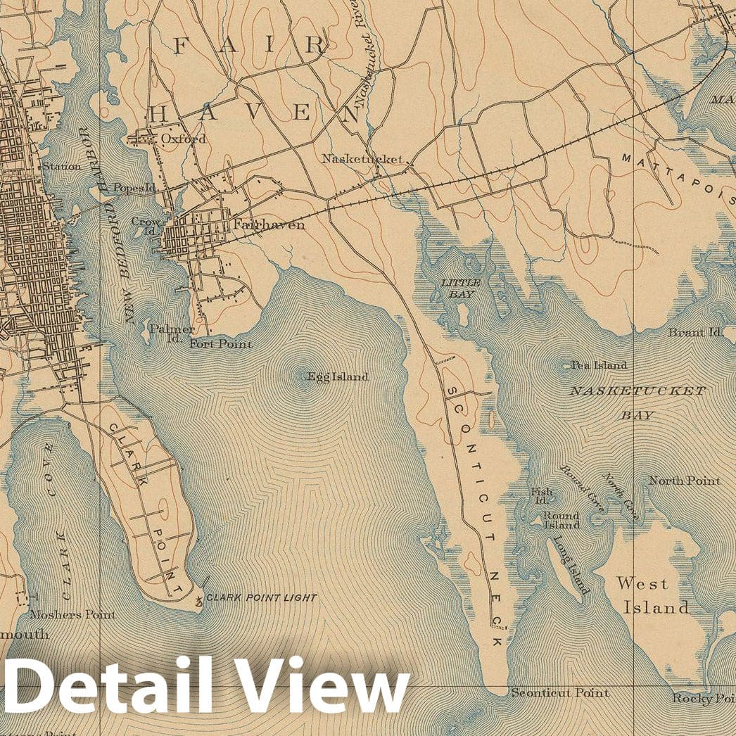 Historic Map : USGS 7.5 Minute Sheets and Quadrangles, Dartmouth & Fairhaven & Mattapoisett & New Bedford 1917 Topographic Map , Vintage Wall Art