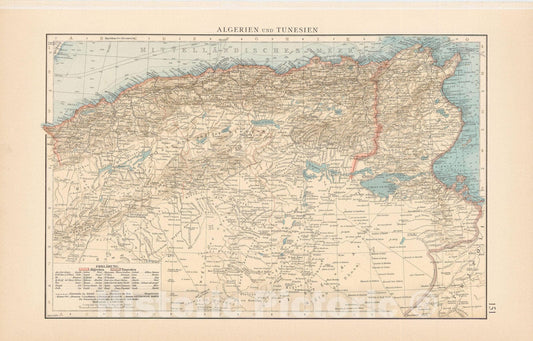 Historic Map : Algeria & Tunisia 1899 , Andrees Allgemeiner Handatlas , Vintage Wall Art