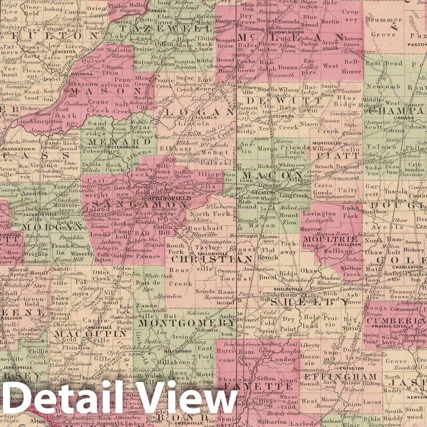 Historic Map : Illinois 1865 , Johnson's Family Atlas , Vintage Wall Art