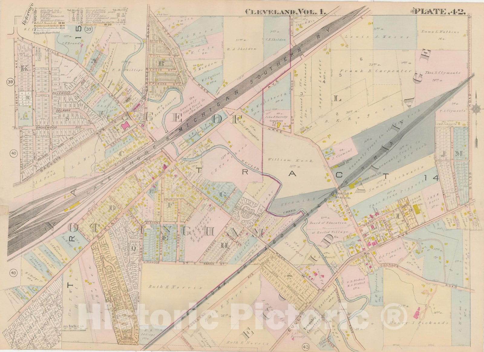 Historic Map : Plat Book of The City of Cleveland, Vol. One, 1912 Plate 042 , Vintage Wall Art