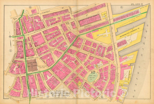 Historic Map : Atlas City of Boston, City Proper and Roxbury, Boston 1890 Plate 007 , Vintage Wall Art