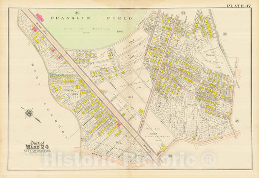 Historic Map : Atlas City of Boston, Dorchester, Dorchester 1910 Plate 037 , Vintage Wall Art