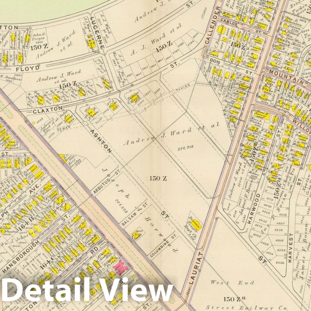 Historic Map : Atlas City of Boston, Dorchester, Dorchester 1910 Plate 037 , Vintage Wall Art