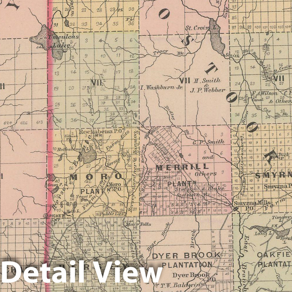 Historic Map : Atlas of Maine, Timberlands #4 1885 , Vintage Wall Art