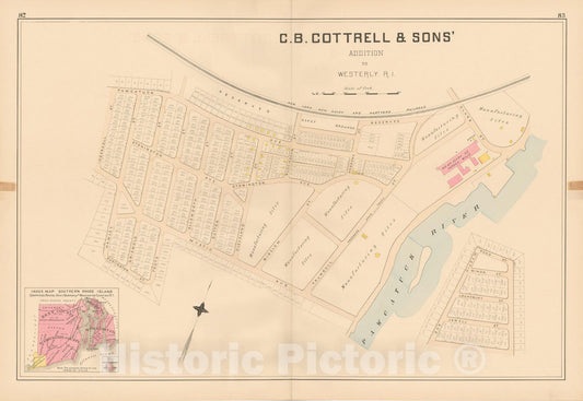 Historic Map : Atlas of Southern Rhode Island, Westerly 1895 , Vintage Wall Art