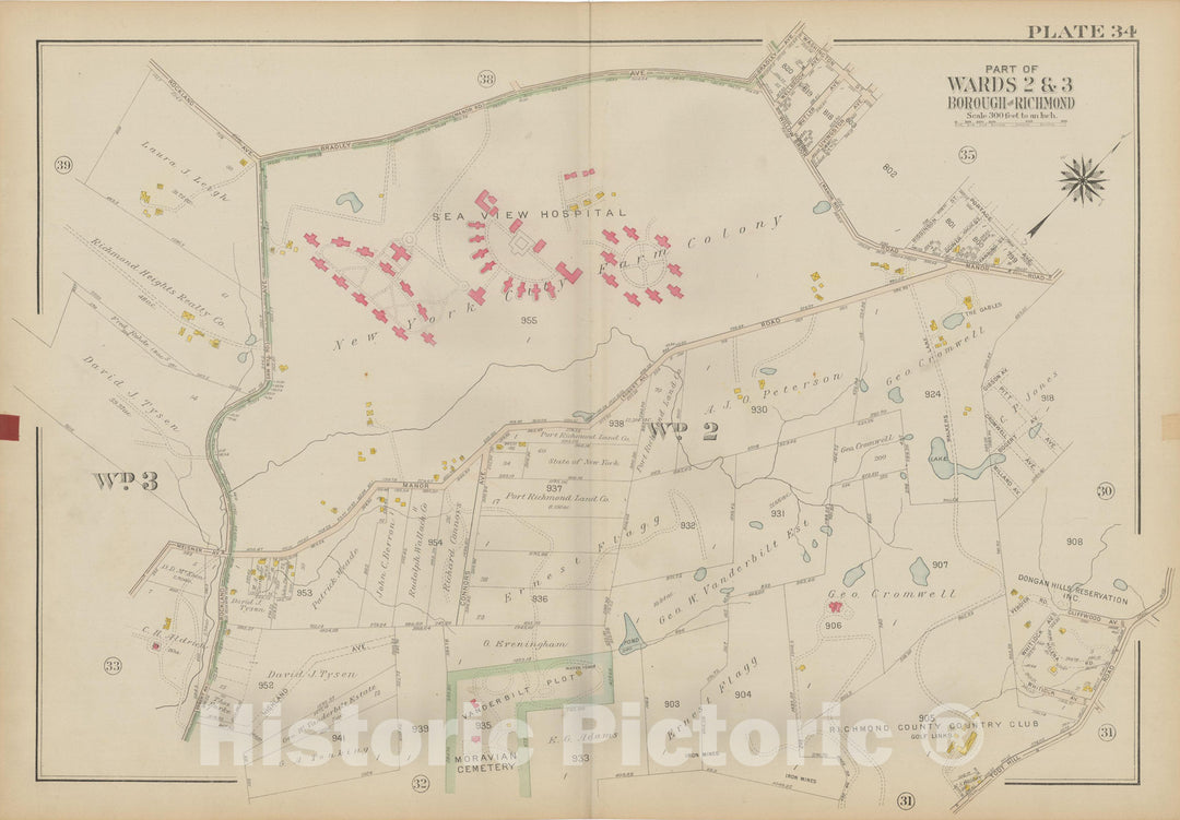 Historic Map : Atlas of Staten Island, Borough of Richmond, Vol 1, Staten Island 1917 Plate 034 , Vintage Wall Art