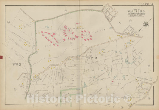 Historic Map : Atlas of Staten Island, Borough of Richmond, Vol 1, Staten Island 1917 Plate 034 , Vintage Wall Art