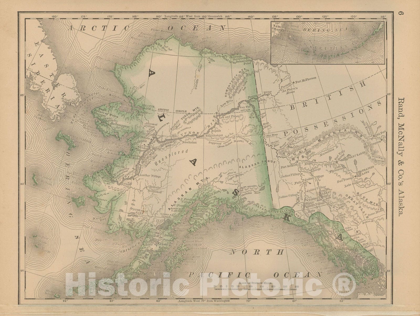 Historic Map : Alaska 1877 , Business Atlas of the USA , Vintage Wall Art