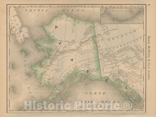 Historic Map : Alaska 1877 , Business Atlas of the USA , Vintage Wall Art