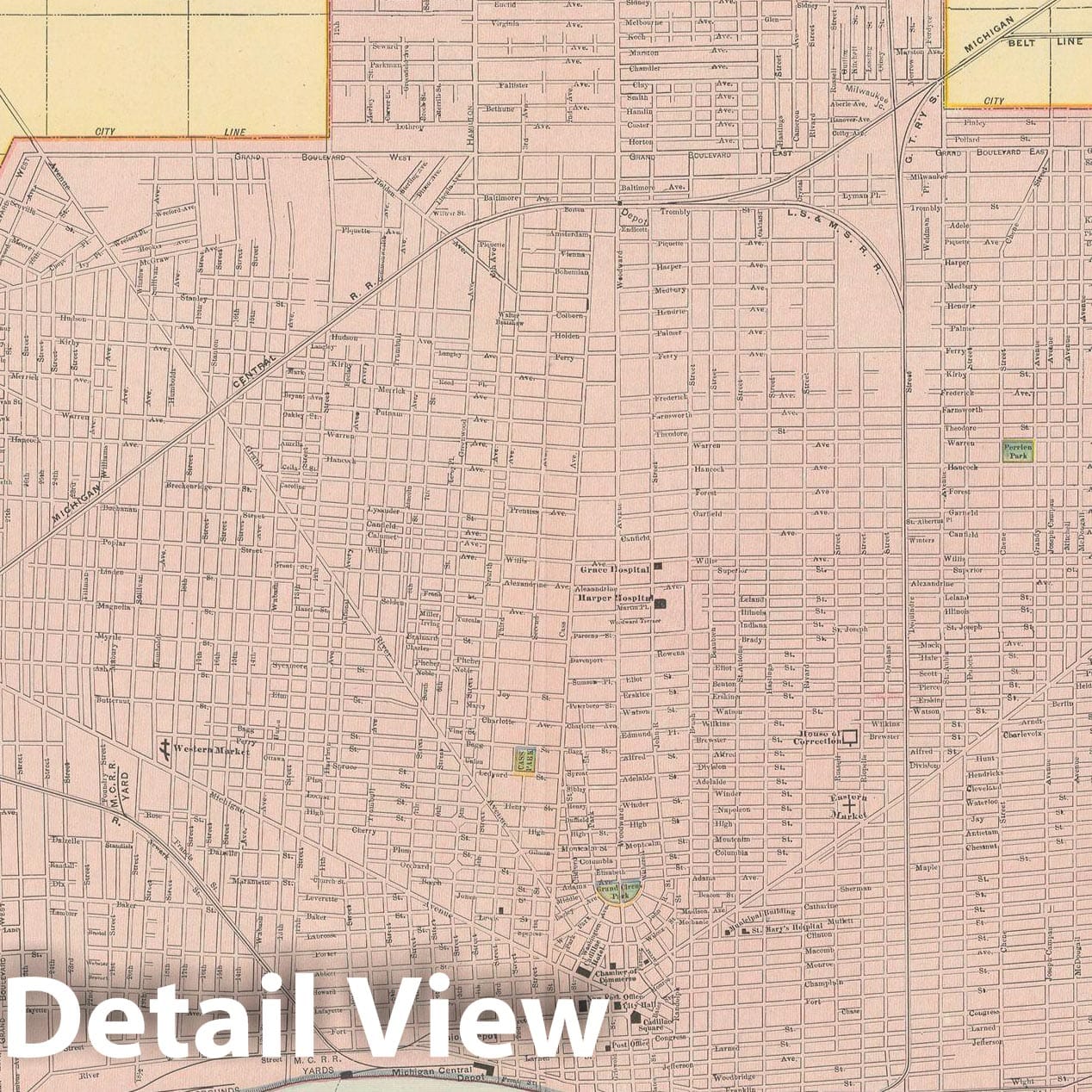 Historic Map : Detroit 1903 , Rand McNally Business Atlas , Vintage Wall Art