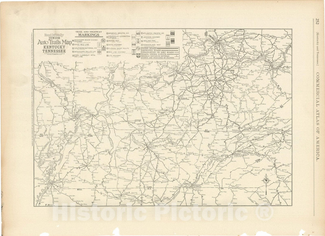Historic Map : Kentucky & Tennessee 1925 , Vintage Wall Art