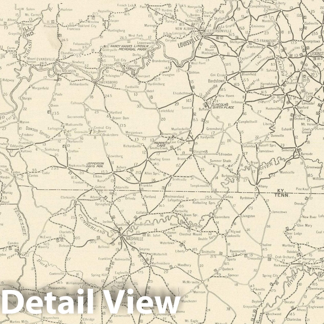 Historic Map : Kentucky & Tennessee 1925 , Vintage Wall Art