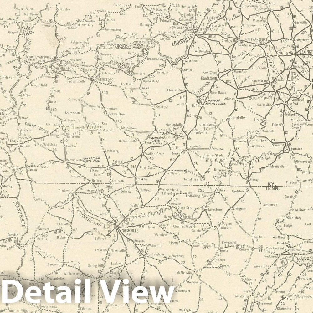 Historic Map : Kentucky & Tennessee 1925 , Vintage Wall Art