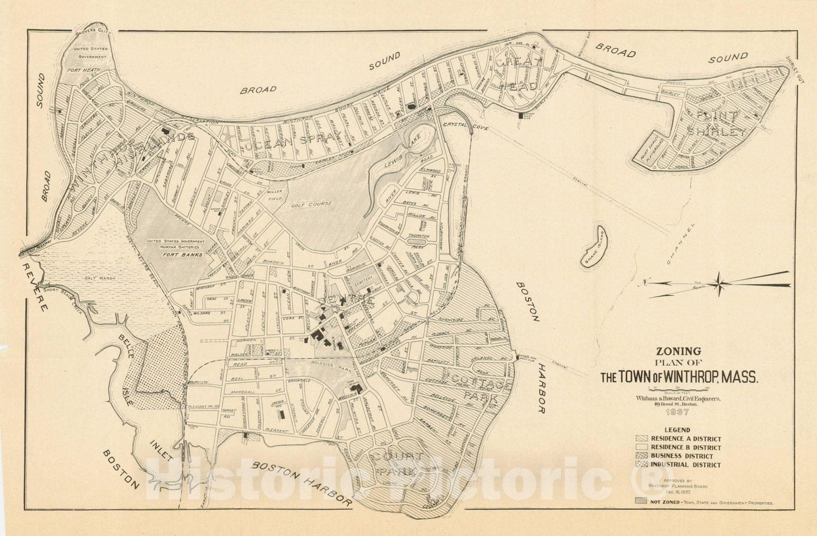 Historic Map : Winthrop 1937 , Vintage Wall Art