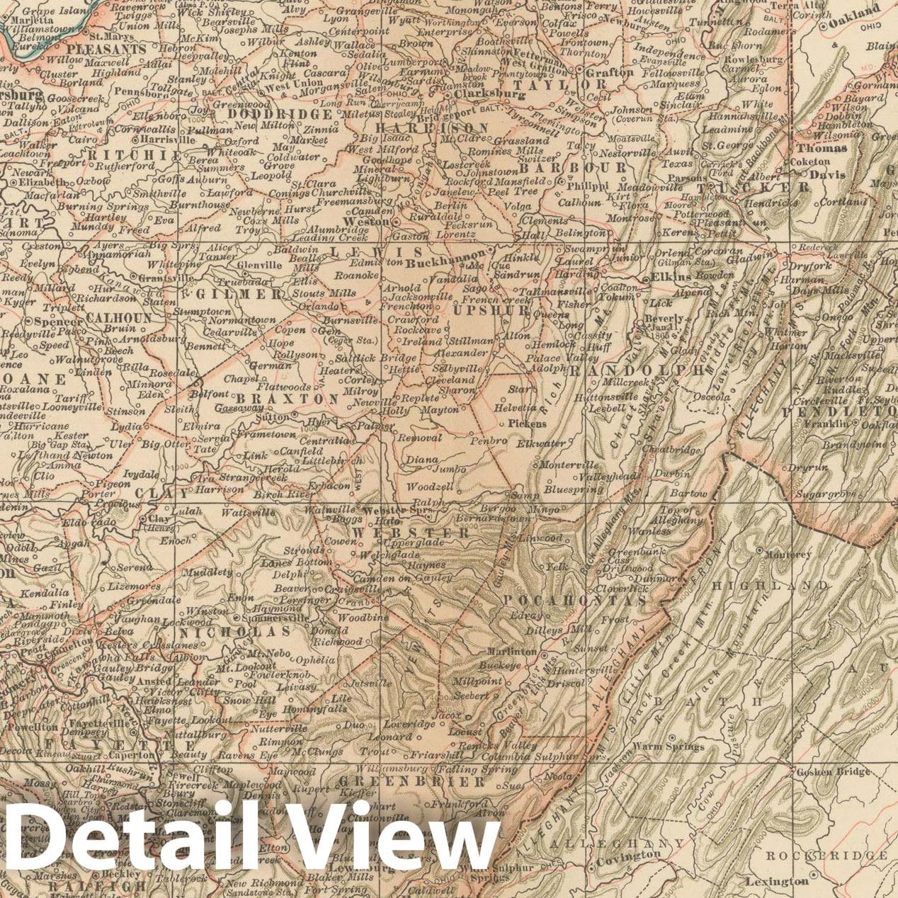 Historic Map : West Virginia 1914 , Century Atlas of the World, Vintage Wall Art