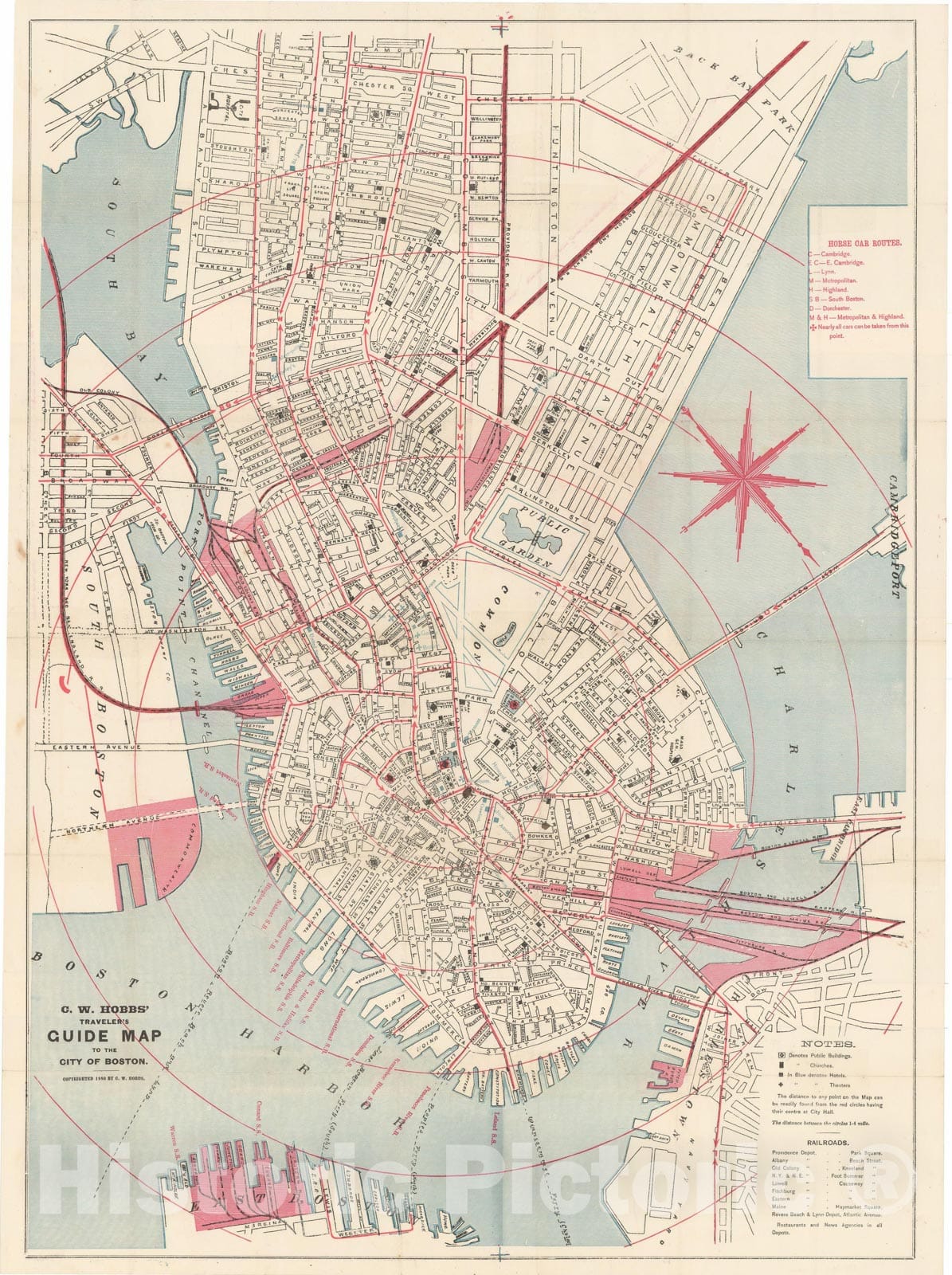 Historic Map : Boston 1880 , Vintage Wall Art